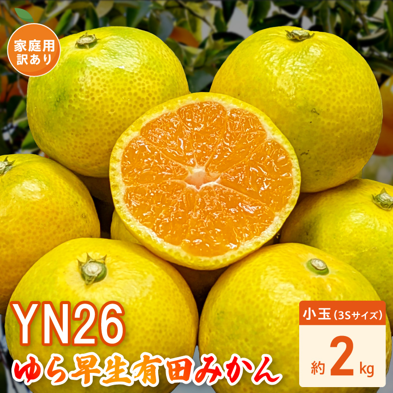 【2026年先行受付】家庭用 YN26 ゆら早生 有田みかん 和歌山 訳あり わけあり 小玉(3Sサイズ) 約2kg_DZ6240