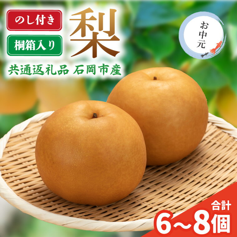 【ふるさと納税】【のし付き】お中元　梨　桐箱入り(6〜8個)　県内共通返礼品【配送不可地域：離島・沖縄県】 (BR151)