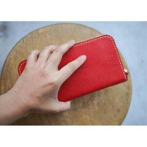 栃木レザー使用｜やわらか本革ラウンドジップ長財布｜Round zip wallet 02｜ブルー｜minca（全6色）