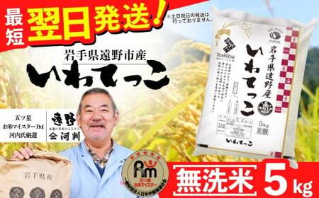 【 無洗米 】 お米 いわてっこ 5kg 令和7年産 一等米 精米 遠野産 五つ星 お米マイスター Prof. 厳選 【 コメマルシェ 河判】おこめ 白米 精米 SDGs 岩手県 遠野市 国産 送料無料 令和 7年 米