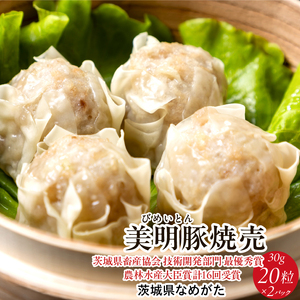 【2026年8月より順次発送】焼売 美明豚「びめいとん」のジューシー焼売2パック（30g×20個×2袋）｜シュウマイ 焼売 美明豚 びめいとん 肉 肉加工品 豚肉 お肉 ジューシー 茨城県 行方市(HJ-1-1)