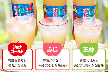 《定期便3ヶ月》3種のりんごジュース 1L×6本 計6L 無添加 ストレート果汁100％！ 青森県特別栽培農産物認証農園