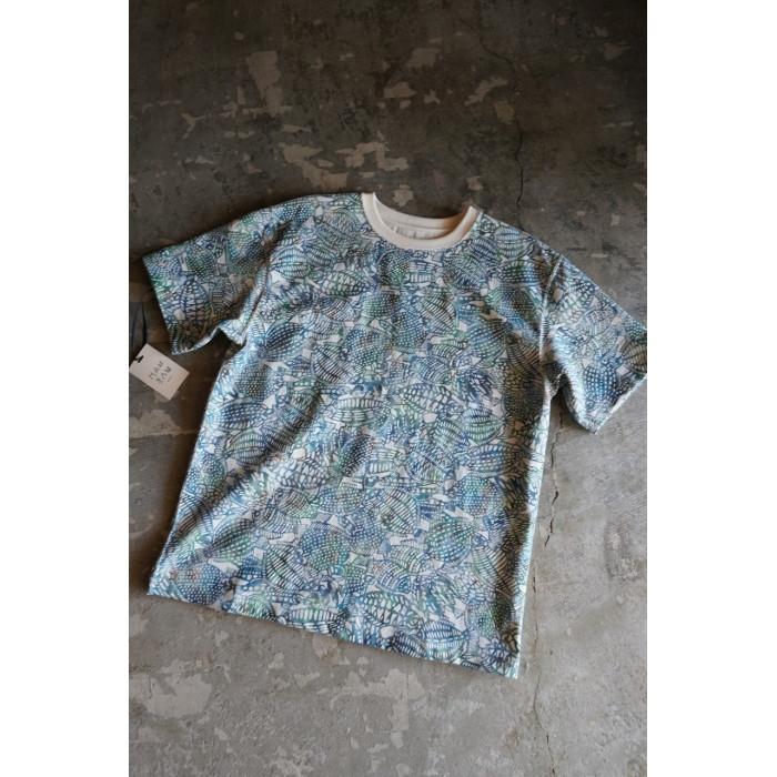 【ふるさと納税】[HAM IAM]【数量限定】手差型染クルーネックTシャツ「群生平目」グリーン系(緑色系)【M/L/XL】 | 衣料 ファッション 人気 おすすめ 送料無料
