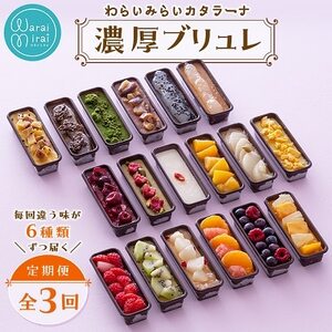 【毎月定期便】わらいみらいカタラーナ 濃厚ブリュレ 毎回違う味が6種類ずつ届く全3回【配送不可地域：離島】【4000021】