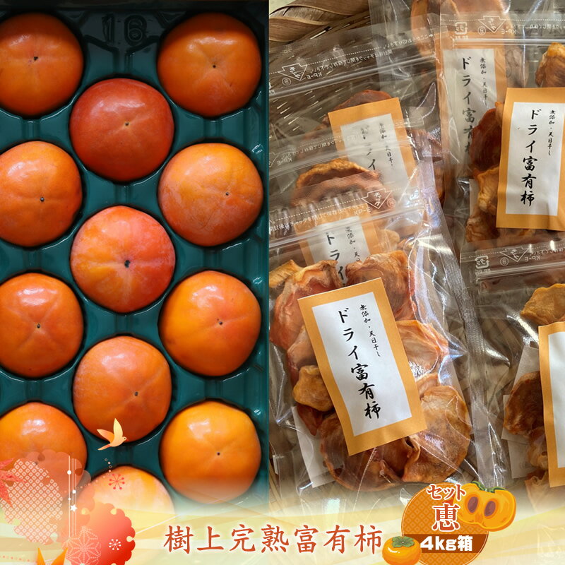 【ふるさと納税】【先行予約】樹上甘熟富有柿 【セット恵】4kg箱　〈出荷時期：2026年11月15日～2026年12月10日出荷終了〉【 柿 かき フルーツ 神奈川県 海老名市 】