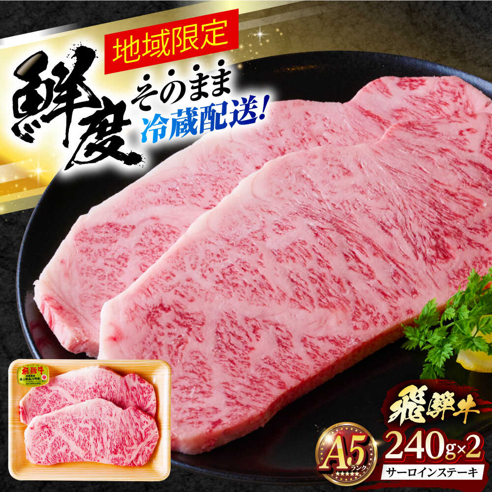 【ふるさと納税】※冷蔵配送/地域限定※ 飛騨牛 サーロインステーキ 240g×2枚 瑞浪市 / きなぁた瑞浪 和牛 国産 岐阜県産[AZCI034]
