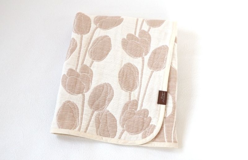 泉州南部織 6重ガーゼマルチケット（チューリップ/ベージュ）＜スピード発送＞ G1998