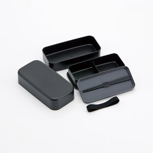 環境に配慮した ランチボックス 1000ml 2段 お弁当箱 箸付き 大人 おしゃれ skater スケーター PLB10WCB アッシュブラック レンジ対応 食洗機対応 洗いやすい シンプル 弁当箱 〈スケーター株式会社〉   6-305