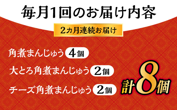 【2回定期便】角煮 まんじゅう 三種 食べくらべ セット 計16個（箱）岩崎本舗 大村市 [ACAH062]