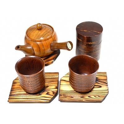 ふるさと納税 沼田市 【数量限定】欅のお茶セット(茶櫃、茶筒、急須、急須台、湯飲み、茶托) |  | 01