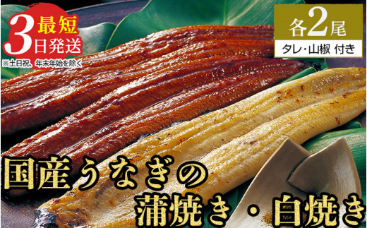 特選 うなぎ蒲焼き2尾＋うなぎ白焼き2尾 計4尾（140g～150g×4尾） ｜ 鰻 ウナギ 白焼 蒲焼 国産 ブランド鰻 職人 手焼き 手作り こだわり タレ 山椒付き 冷蔵 うな重 うな丼 ひつまぶし おかず 惣菜 ご飯のお供 おつまみ 和食 土用丑の日 茨城県 土浦市