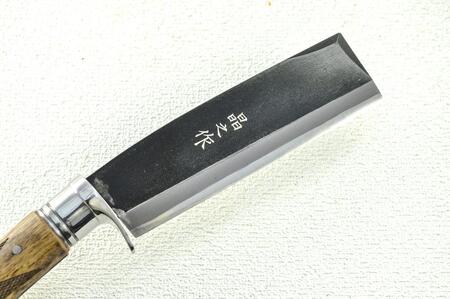 曲がり焚き火鉈 黒両刃【ステンツバ輪】 [柄角度/標準型]