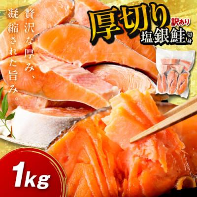 ふるさと納税 京丹後市 【訳あり・不揃い】お手軽!絶品!厚切り 塩銀鮭切身 (プロトン凍結)約1kg　肉厚なさけの切身