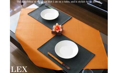 PVCレザーテーブルクロス「LEX」120cm×120cm（クロームオレンジ） ／ テーブルクロス レザー 撥水 正方形 120×120 おしゃれ 北欧 PVC ビニール 拭ける 高級感 傷防止 汚れ