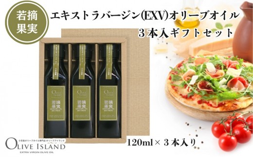 
                  エキストラバージン オリーブオイル 若摘果実 早摘み スペイン産 小豆島 120ml 3本 セット 食用油 オイル 調味料 サラダ パスタ パン 肉料理 魚料理 エクストラバージン EXV オリーブ油 化粧箱入り ギフトセット ギフト 贈答用 プレゼント 香川県 土庄町
                