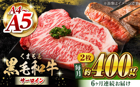【6回定期便】くまもと黒毛和牛 サーロインステーキ 計400g（2枚）【馬刺しの郷 民守】霜降り サーロイン ステーキ  [ZBL080]