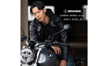 【デグナー】フード付きレザージャケット [24SJ-3] ＜XLサイズ＞［ 京都 バイク 革製品 ブランド レザー フード ジャケット 人気 おすすめ かっこいい おしゃれ 上着 革 ツーリング ライ