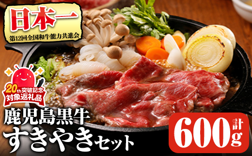 【D-101】鹿児島黒牛すきやきセット(計約600g)【そお鹿児島農業協同組合】B130-v02