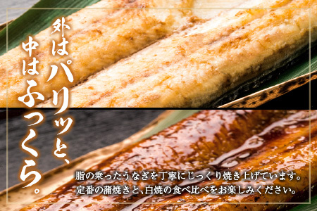 ＜定期便＞2尾×全3回 国産 うなぎ 白焼 蒲焼 セット 合計1kg以上（1回あたり 合計362g以上） 肝焼き・たれ付き 有頭 宮崎県産 鰻 中村商店