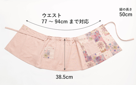 【日本製】 三河木綿 春色 和柄 カフェエプロン_ベージュ【G0537】