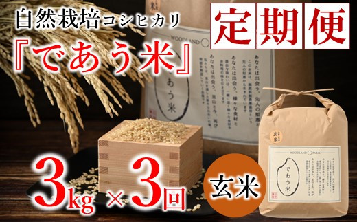 先行予約 米 定期便 3kg 3回 令和8年産 新米 こしひかり 自然栽培 玄米 数量限定 お米 こめ おこめ ご飯 ごはん R8 2026年産 こだわり おいしい 美味しい であう米 石川県 能登 羽咋