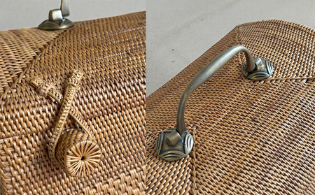 BAX-264SIN アタ 真鍮取っ手ドーム形蓋付きバスケット（無地・W30×D20×H20）