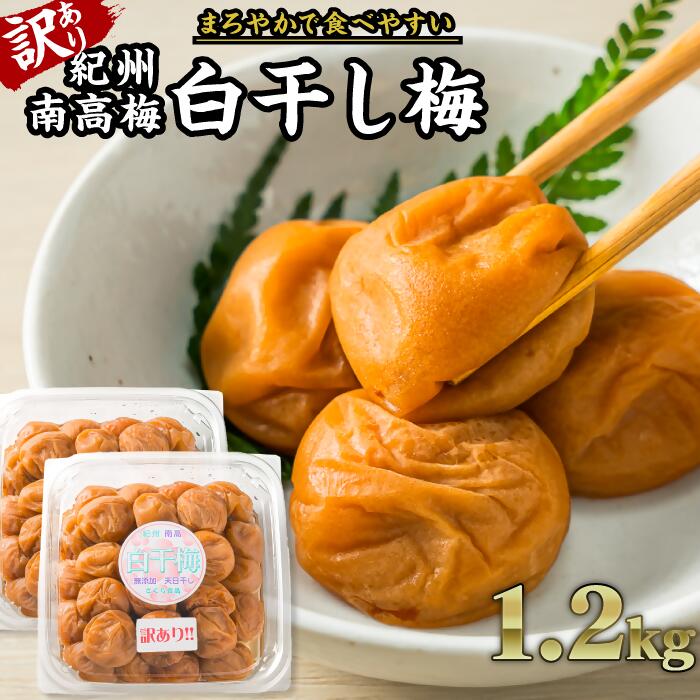【ふるさと納税】【訳あり】白干し梅 秀品 1.2kg（塩分20％）紀州南高梅使用　梅干 うめぼし 大粒 小分け 天日 塩分 大容量 肉厚 熱中症 プレゼント ギフト II-78
