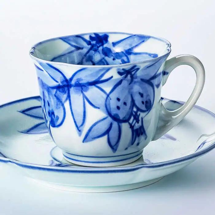【波佐見焼】古伊万里青磁写絵珈琲碗皿5客揃 食器 カップ 【不二商店】 [UC08] 波佐見焼