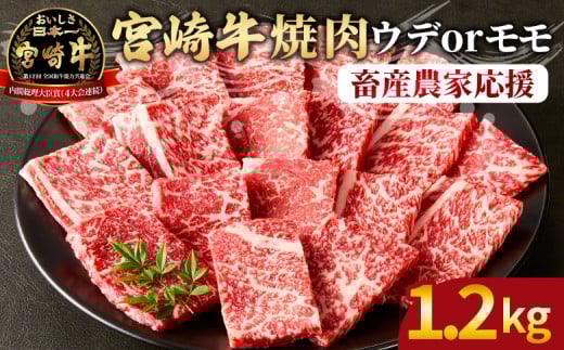 ＜宮崎牛 赤身焼肉 2パック（1.2kg）＞2026年1月に順次出荷【 国産 黒毛和牛 牛肉 牛 精肉 スライス 赤身スライス ウデ肉 モモ肉 4等級以上 ブランド牛 赤身 旨味 贈答品 ギフト 贈り物 プレゼント 化粧箱 グルメ ミヤチク 宮崎県 国富町 】