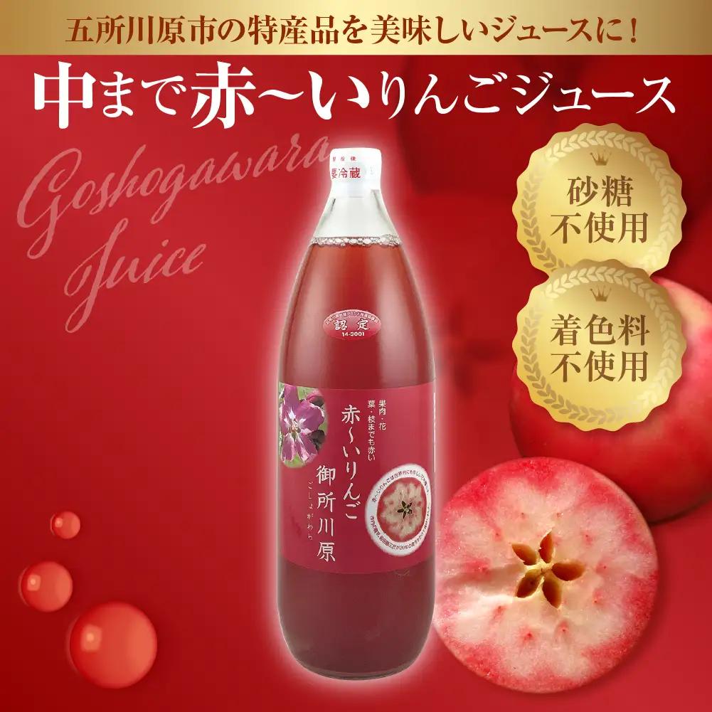 中まで赤～いりんごジュース×こぎん刺しコースターセット（学生コラボ）【中まで赤～いりんごジュース1L×2本・こぎん刺しコースター2枚】青森県五所川原市 りんご 中まで赤～いりんご 御所川原 プレゼント