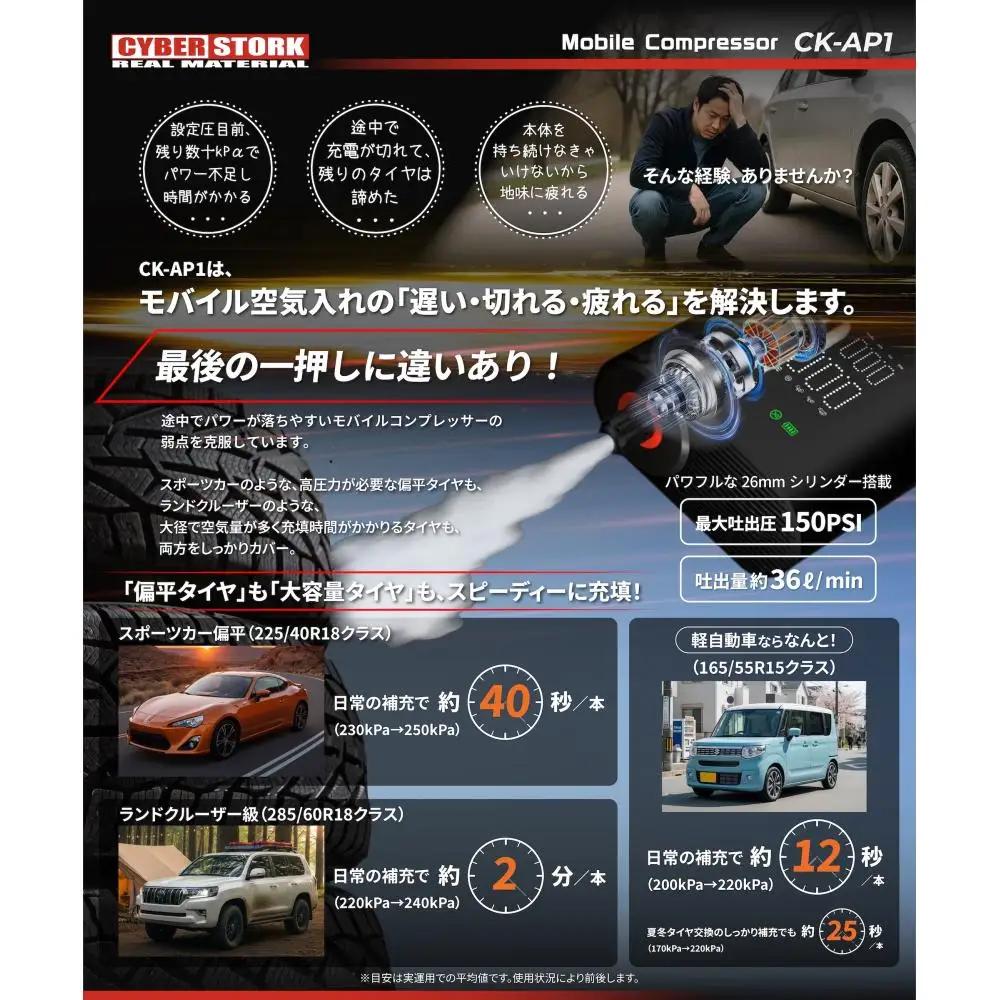 モバイル電動コンプレッサー【スピード配送】/ 恵那市 / サイバーストーク [AUGG002] 空気入れ