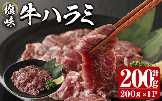 塩味 牛ハラミ (計200g) 小分け 牛肉 肉 ハラミ 牛はらみ 味付け 焼肉 塩 BBQ 冷凍 大分県 佐伯市【DH297】【ネクサ】