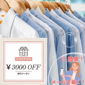 宅配クリーニング クーポン（3,000円分） 大切な衣類をお手軽クリーニング ベテランによるプロの手仕事 まごころ込めて『キレイ』をお届け！
