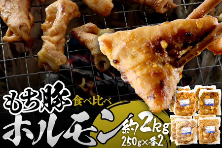 群馬県産 もち豚ホルモン 4種の味付け食べ比べセット 約2kg（250g×4種各2）豚肉 沼田市 特産品 肉の長門
