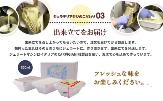 『ギフト』ジェラテリアGigiのイタリアンジェラート 人気フレーバー3種セット500ml×3個