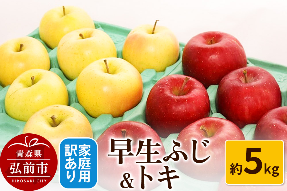 りんご【訳あり】家庭用 早生ふじ＆トキ 約5kg