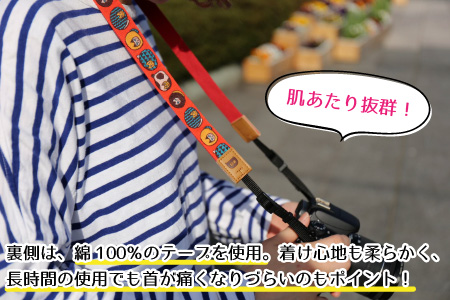 「オリボンカメラストラップ」 まんまる猫リボン(レッド) [A-3307_01]