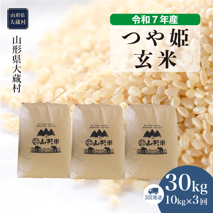 ＜令和7年産米＞ 特別栽培米 つや姫 【玄米】30kg 定期便 (10kg×3回) 　配送時期指定できます！