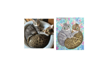 猫作家福嶋吾然有が描く、猫のフルオーダー絵画　 F8号サイズ