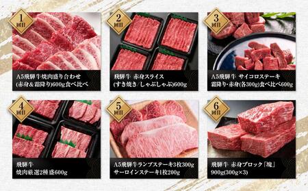 【飛騨牛 定期便】＜全12回＞ 毎月届く 計6.85kg | 肉 牛肉 大満足 お楽しみ ステーキ しゃぶしゃぶ 食べ比べ 焼き肉 すき焼 サーロイン サイコロ ランプ 赤身 黒毛和牛 岐阜 高山 人