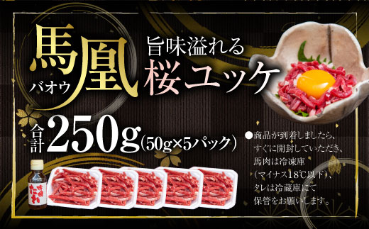馬凰（ばおう）旨味溢れる 桜ユッケ 計250g（50g×5パック）タレ付き 馬肉