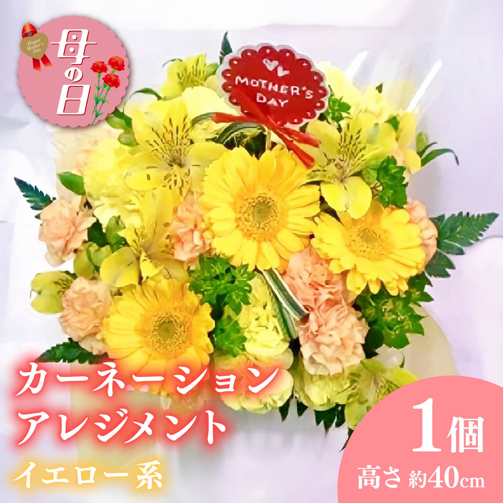 【ふるさと納税】 【先行予約】 母の日に！ 生花 カーネーション アレンジメント イエロー 花 贈り物 お祝い 植物 季節 生花 フラワー ギフト 母の日 2026年5月から順次発送 オンライン決済限定 静岡県 藤枝市