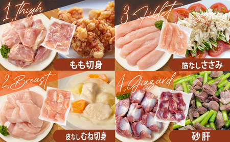 宮崎県産若鶏まるごと3.05kgセット_14-M601_(都城市) 宮崎県産若鶏 真空パック もも切身 むね切身 筋なしささみ 砂肝 肝 手羽先 手羽中 手羽元 肩肉 小肉 骨付きもも