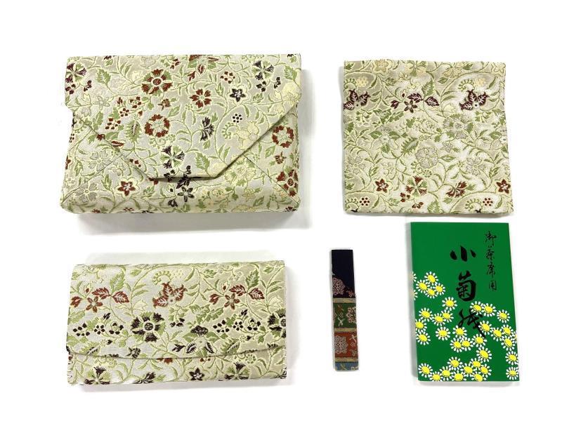 【龍村美術織物】早雲寺（銀）茶道具5点セット（古帛紗など） 261009_B-AP31