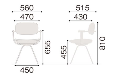 イトーキ『バーテブラ03』4本脚 回転座面 スチール脚 CD張地:ディープイエロー（KG-855CD-F2Y2CF）【EI026SM】