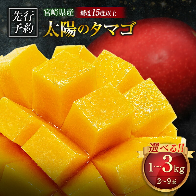 【ふるさと納税】≪先行予約≫ 宮崎県産 完熟マンゴー「太陽のタマゴ」約1kg～3kg 計2～9玉 2026年発送 ブランド 南国 トロピカル フルーツ 果物 くだもの 化粧箱入り