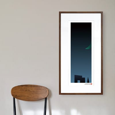 ＼注目の和紙アート/ 【絵画】群青の月夜　額装サイズ300mmx600mm　阿波紙【1275414】