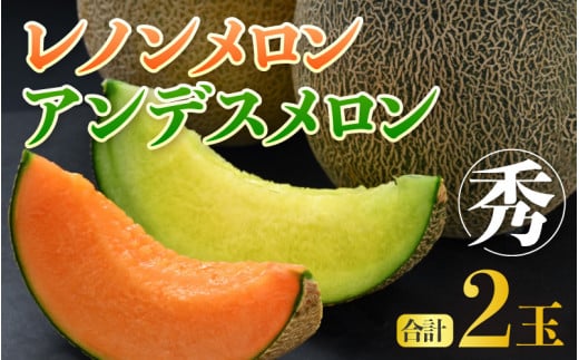 【先行予約】佐藤農園の赤肉と青肉食べ比べ計2玉（レノンメロン・アンデスメロン）農家直送 秀品 お届け！ / フルーツ くだもの 特産 旬 夏 果物 完熟  メロン 朝どれ 美味しい お取り寄せ 贈答 