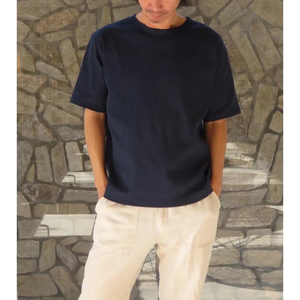 【和心衣・ワゴロモ】ビワコットン生地を使用したサラッと快適Ｔシャツ ＜カラー：ネイビー＞【サイズ：M】