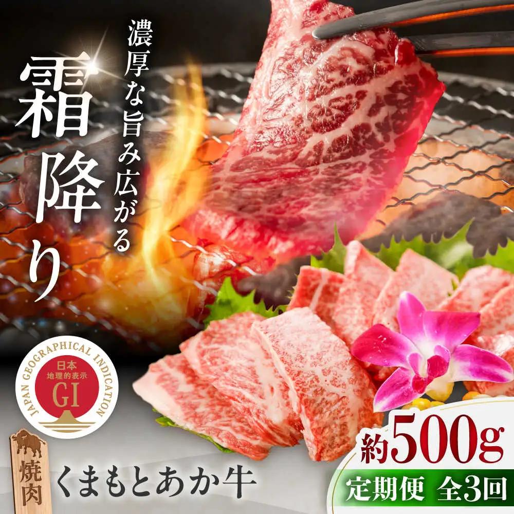 【全3回定期便】GI認証 くまもとあか牛 焼肉 約500g 計約1.5kg あか牛焼肉 BHAZ026